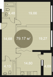 Двухкомнатная квартира 79.17 м²
